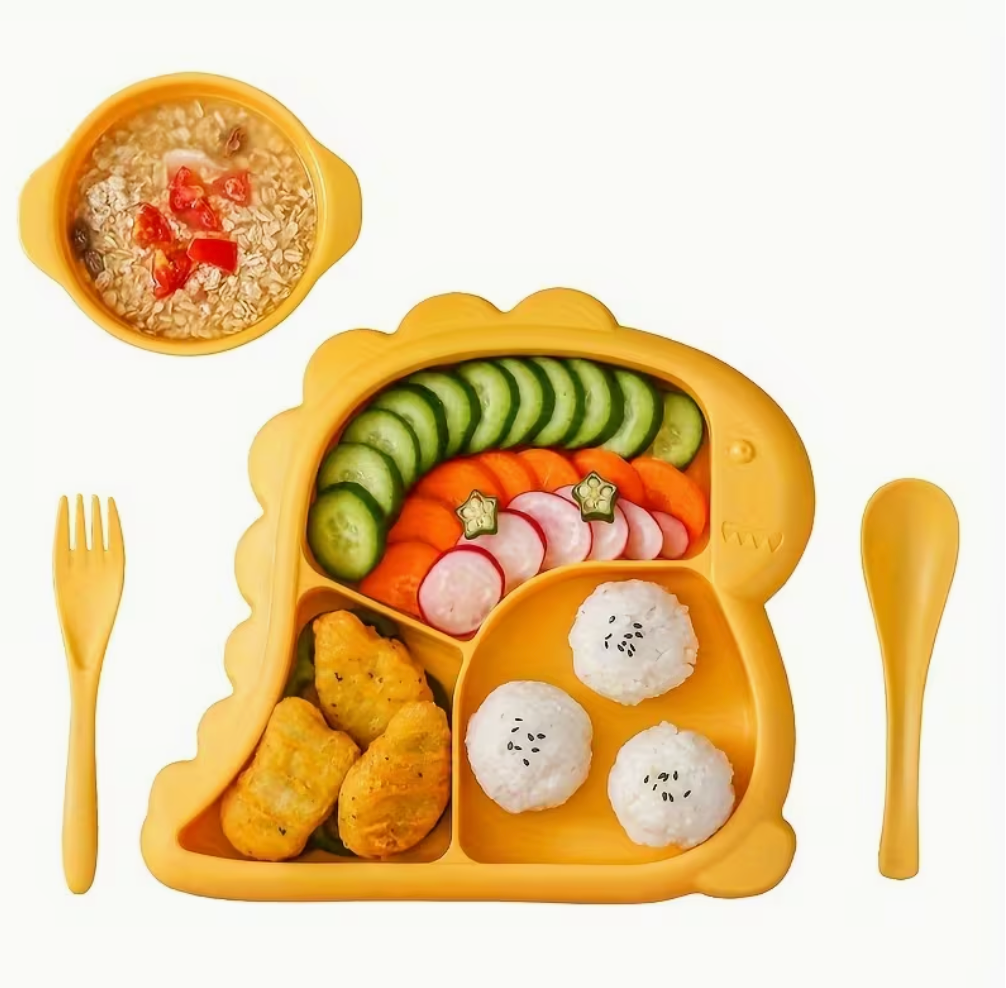 Plato Dino con Cubiertos