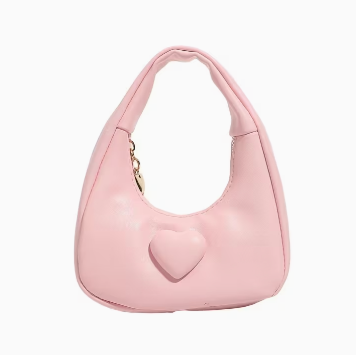 Bolso Corazon de Piel Rosa