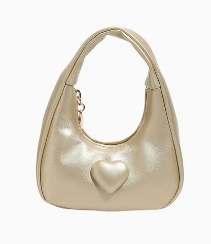 Bolso Corazon de Piel Dorado