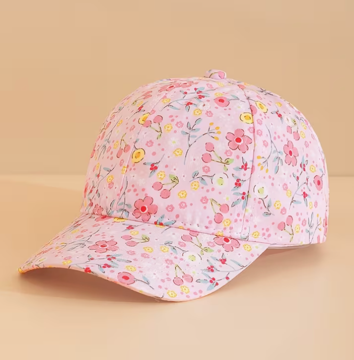 Gorra Niña Florecitas Rosa Pastel