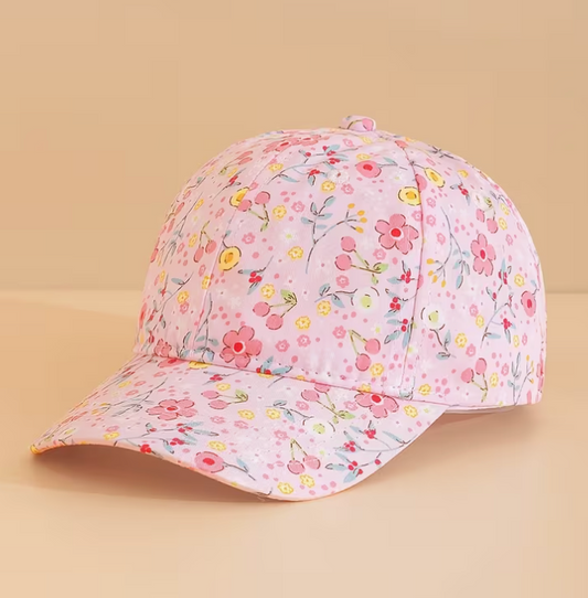 Gorra Niña Florecitas Rosa Pastel