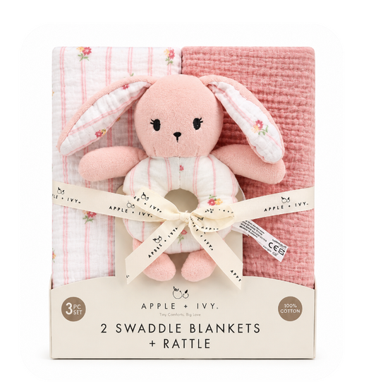 Set Dos Muselinas con Sonaja Conejita Rosa