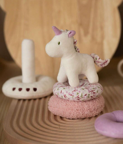 Set Apilable Peluche Unicornio Rosa Bebé