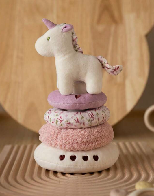 Set Apilable Peluche Unicornio Rosa Bebé