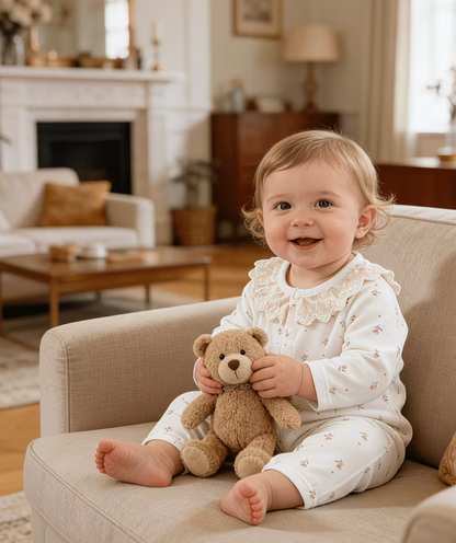 Mameluco Lyocell Bebé Niña GALUNT Corbata Blanca