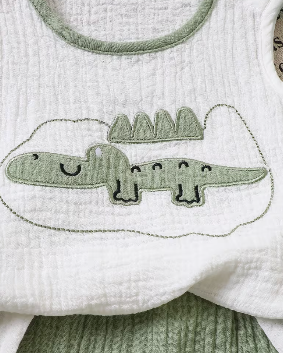 Conjunto Sin Mangas Dino Niño Matcha