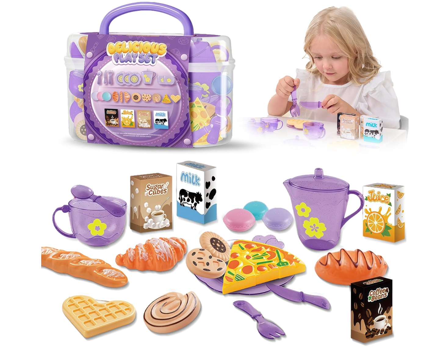 Juegos de Té para Niñas 25pcs Morado
