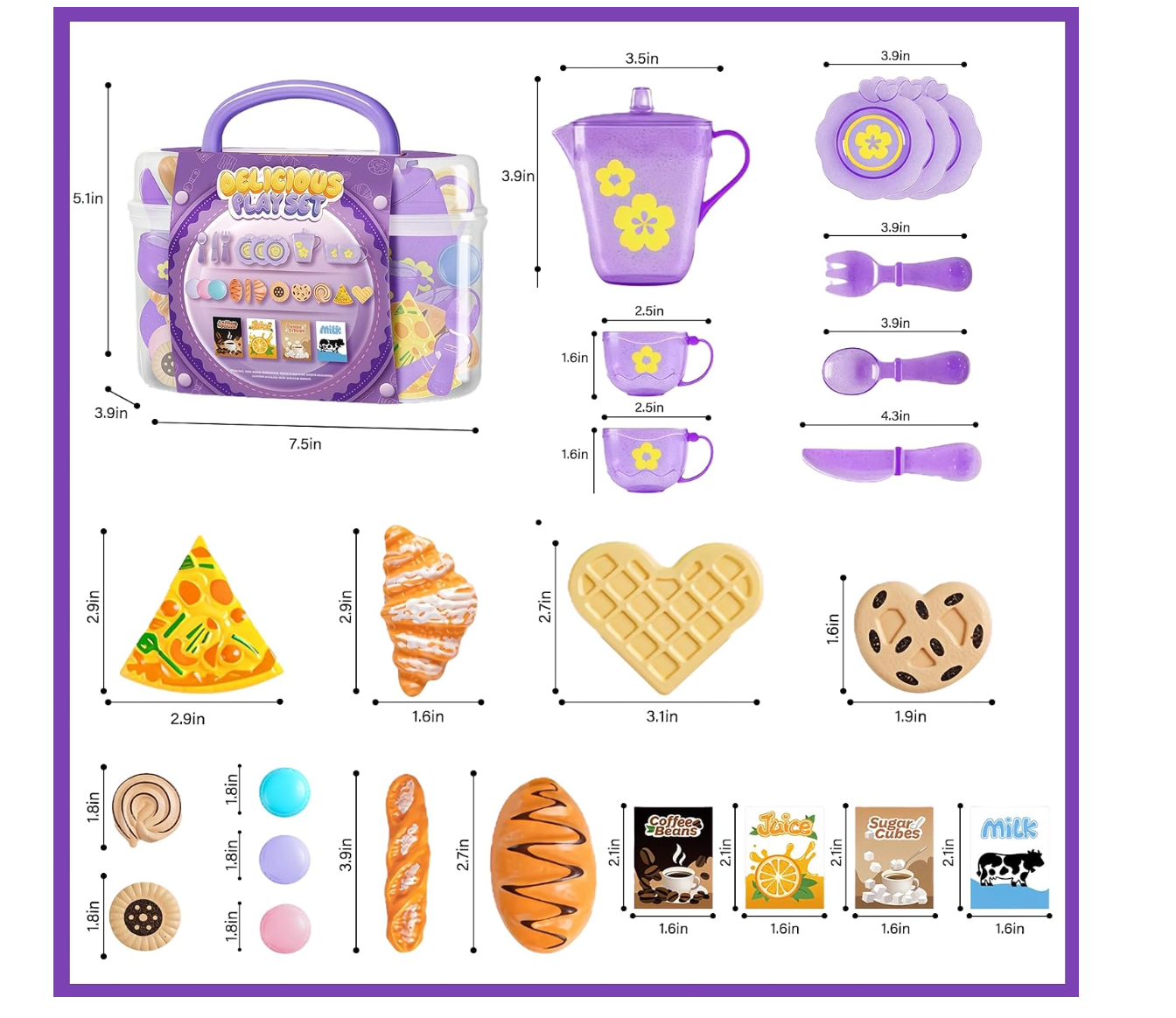 Juegos de Té para Niñas 25pcs Morado