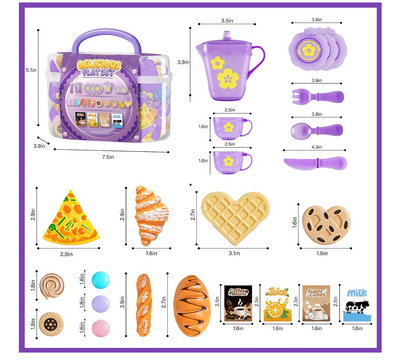 Juegos de Té para Niñas 25pcs Morado