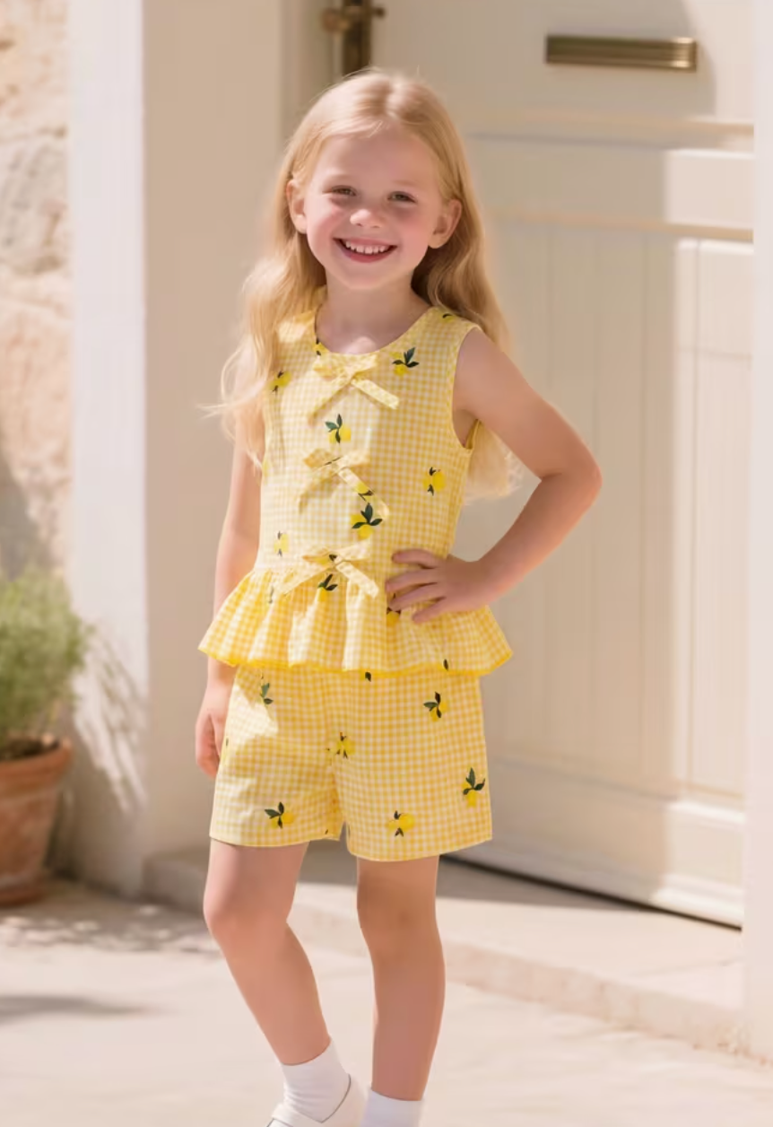 Conjunto de 2 Piezas  Shorts Limón Amarillo