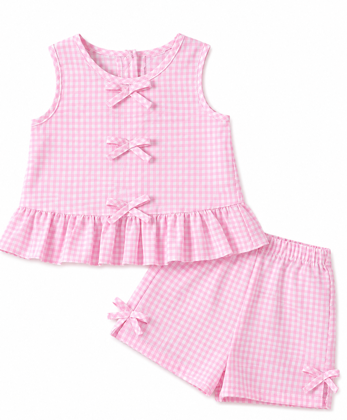 Conjunto de 2 Piezas para Bebé Niña Chaleco y Shorts Rosa