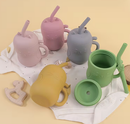 Taza de Aprendizaje para Bebés con Pajita y Tapa
