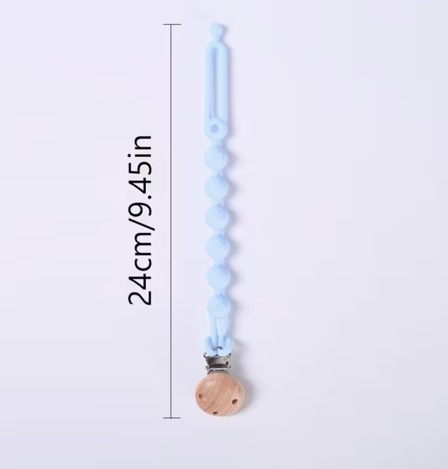 Clip Porta Chupón con Dije de Madera