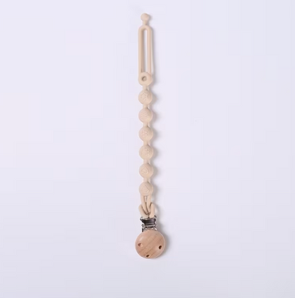 Clip Porta Chupón con Dije de Madera