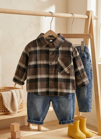 Conjunto Abrigo Otoño Marrón Oscuro