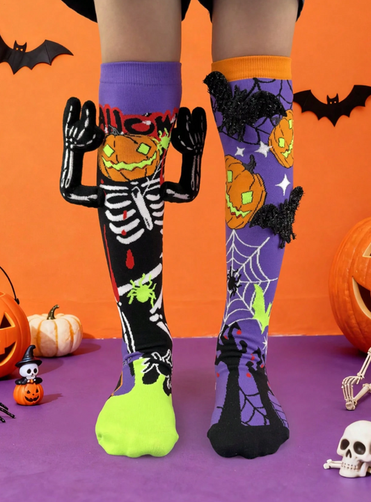 Calcetas Largas Halloween 3D Moradas