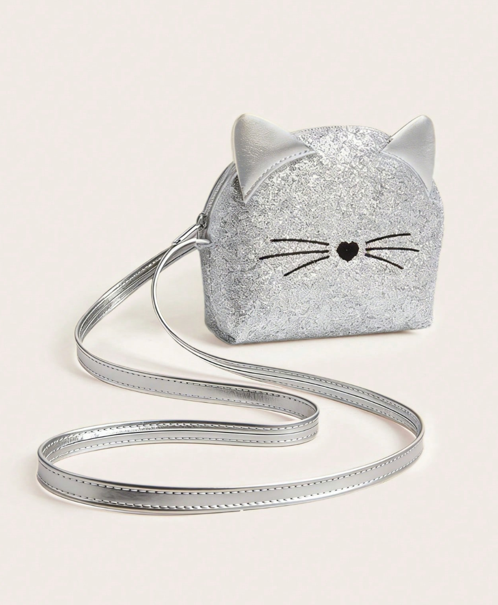 Bolso Bandolera Gatito Plateado