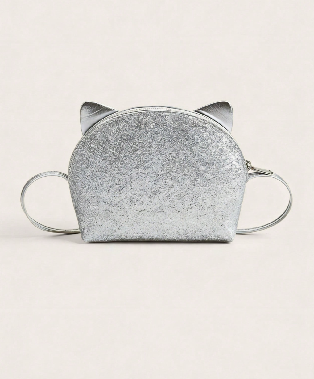 Bolso Bandolera Gatito Plateado