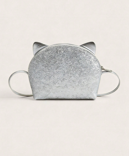 Bolso Bandolera Gatito Plateado
