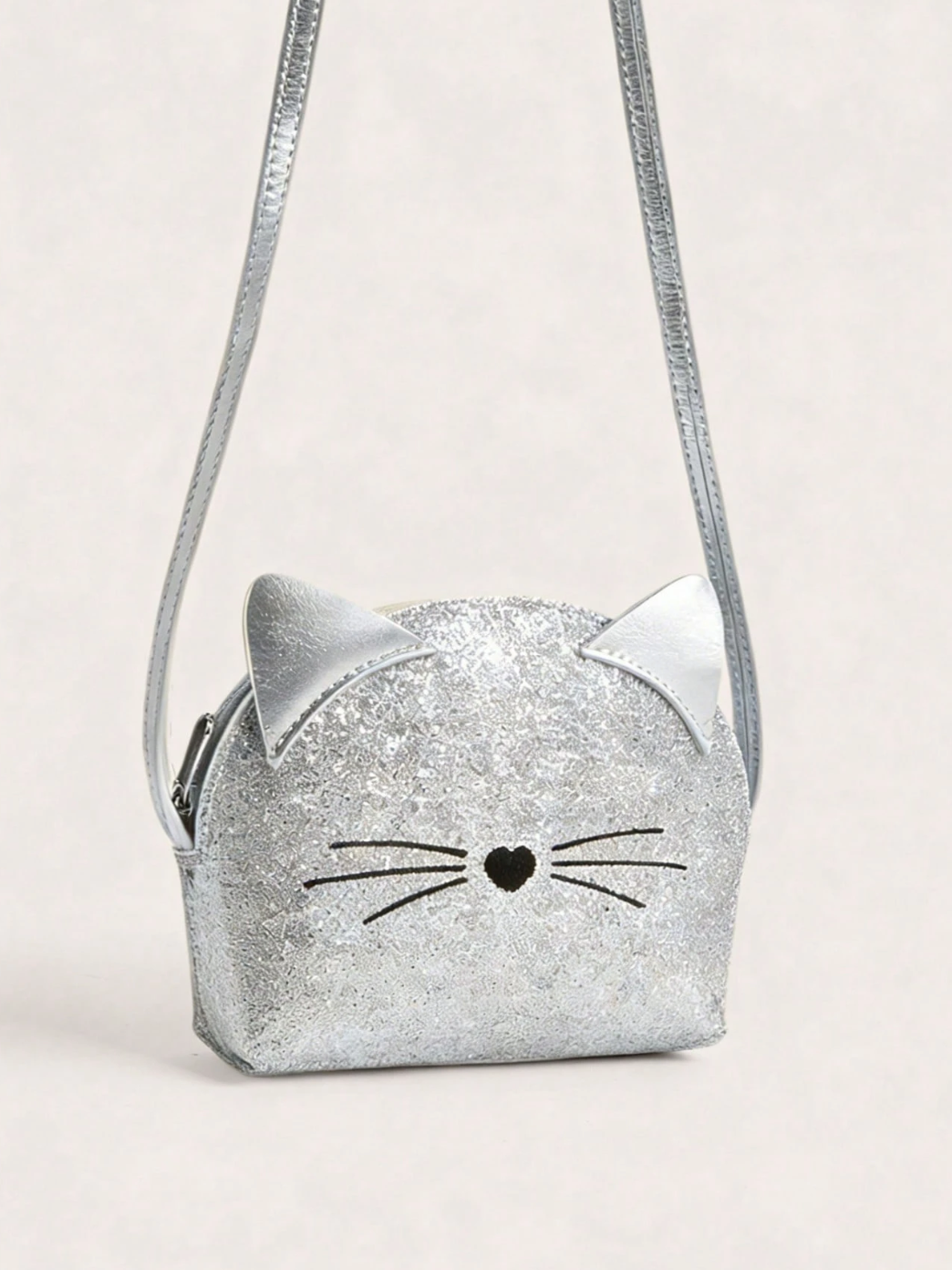 Bolso Bandolera Gatito Plateado