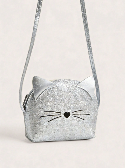 Bolso Bandolera Gatito Plateado