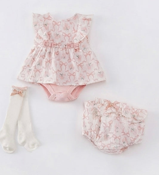 Conjunto 4 Piezas Bebé Niña Durazno