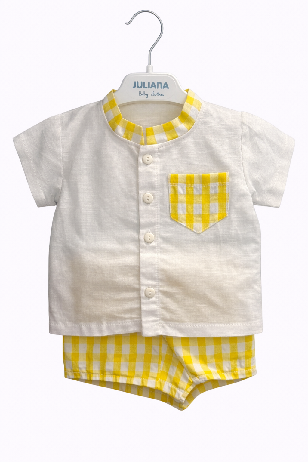 Conjunto Camisa Niño Cuello Cuadros Amarillo
