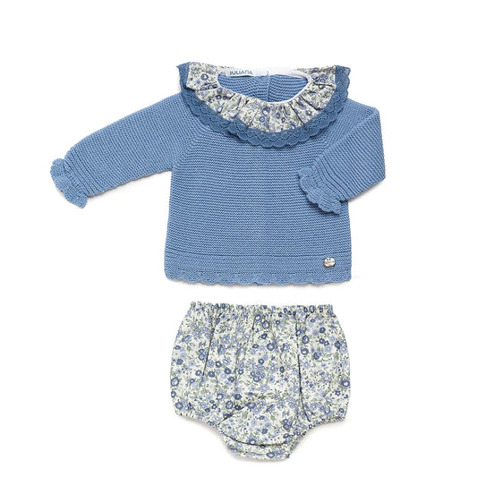 Conjunto Braga Florecitas Volante Cielo