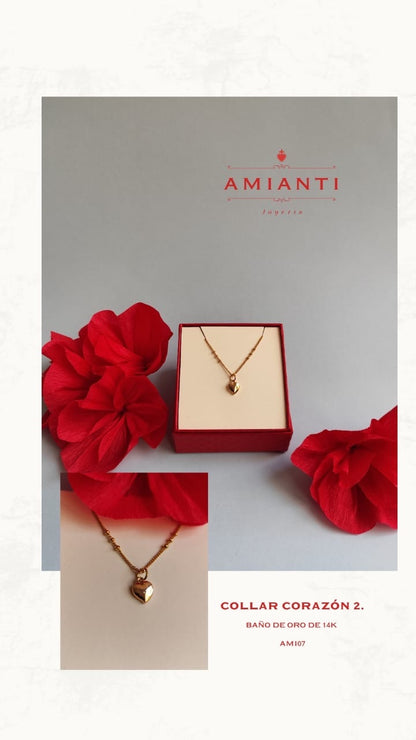 Collar Corazón Dorado - chapa de oro 14k