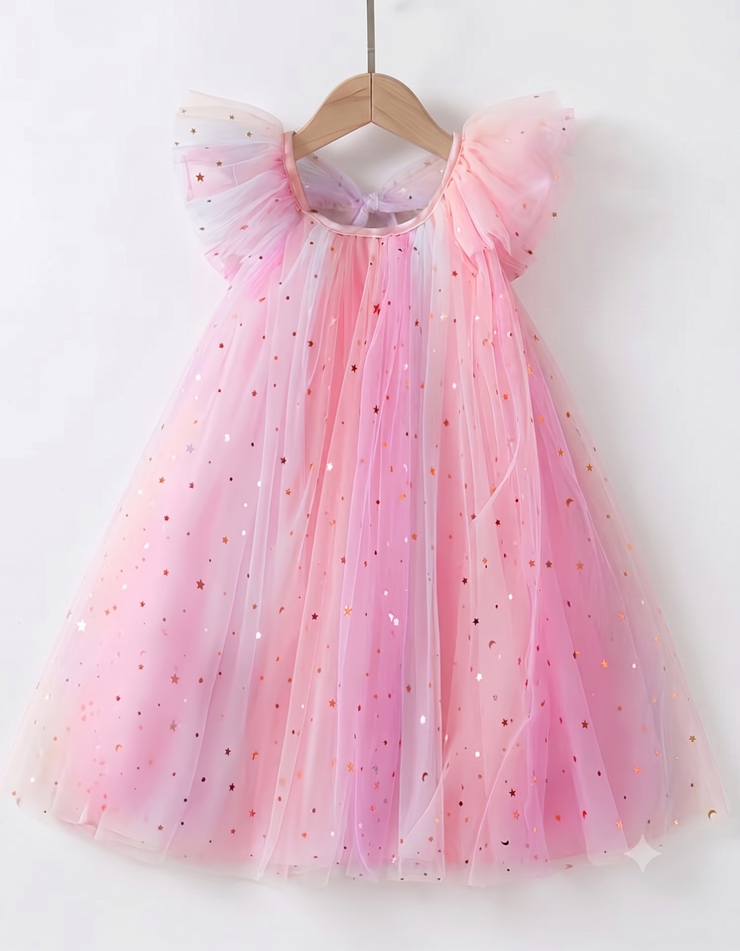Vestido de Verano Niñas Lentejuelas de Estrellas Arcoiris Morado