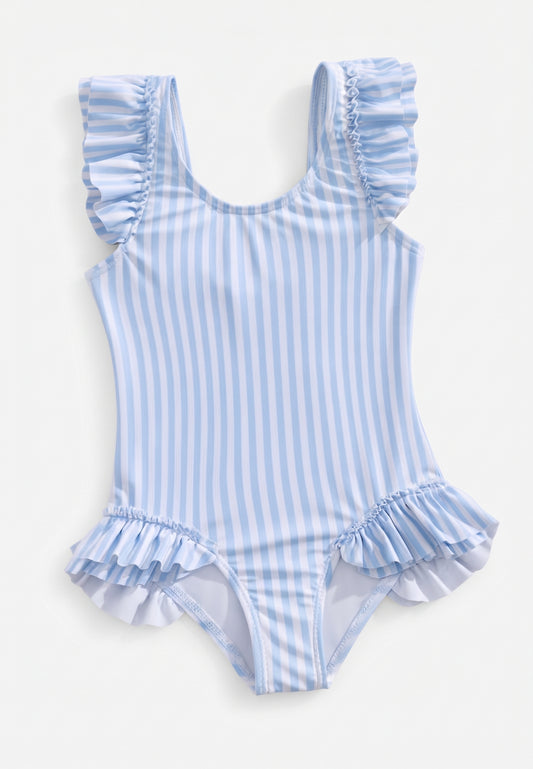 Traje de Baño Rayas Azul Claro