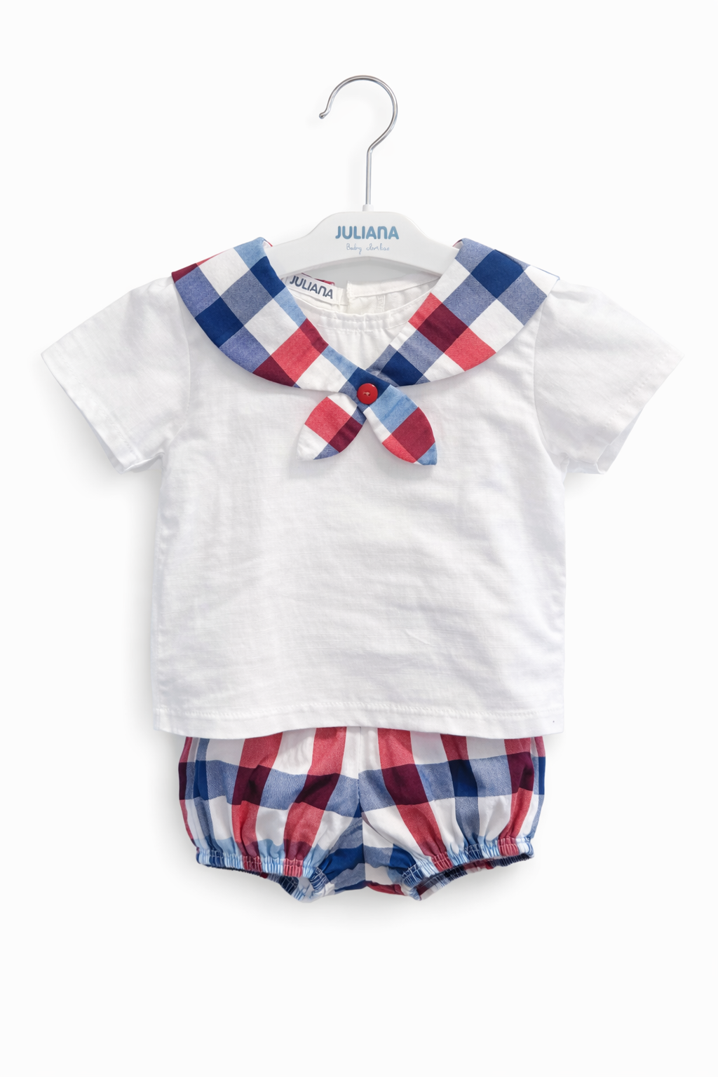 Conjunto Camisa Niño Cuadros Babero Rojo