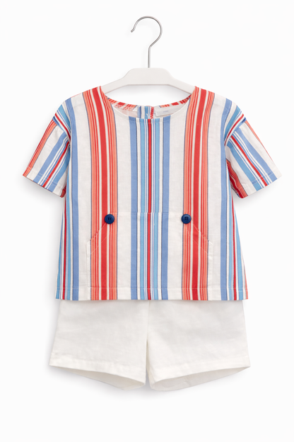 Conjunto Camisa Niño Bolsillo Canguro Azul Niza