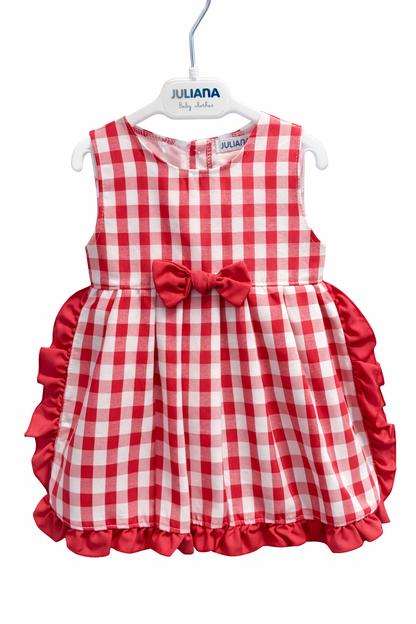 Vestido Con Braga Cuadritos Rojo JULIANA