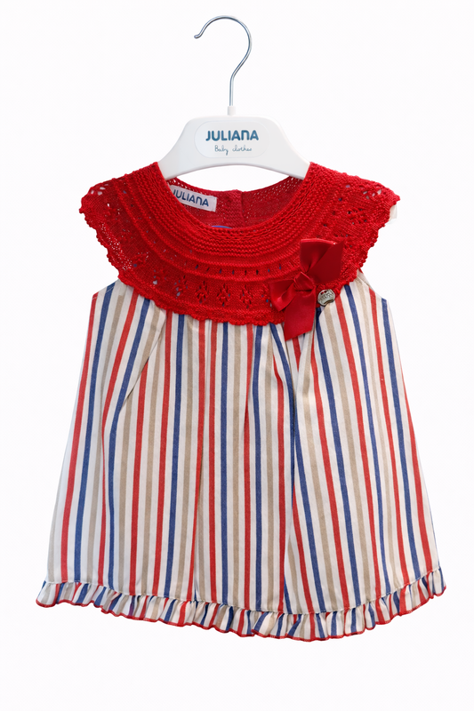 Vestido Cuerpo Redondo Rayado Rojo JULIANA