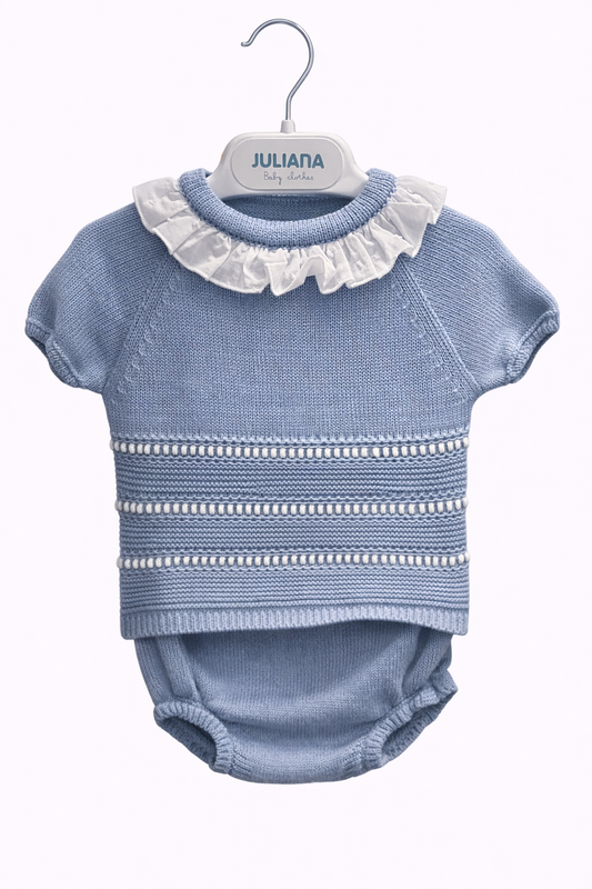 Conjunto Braga Punto Lines Motas Cielo Blanco