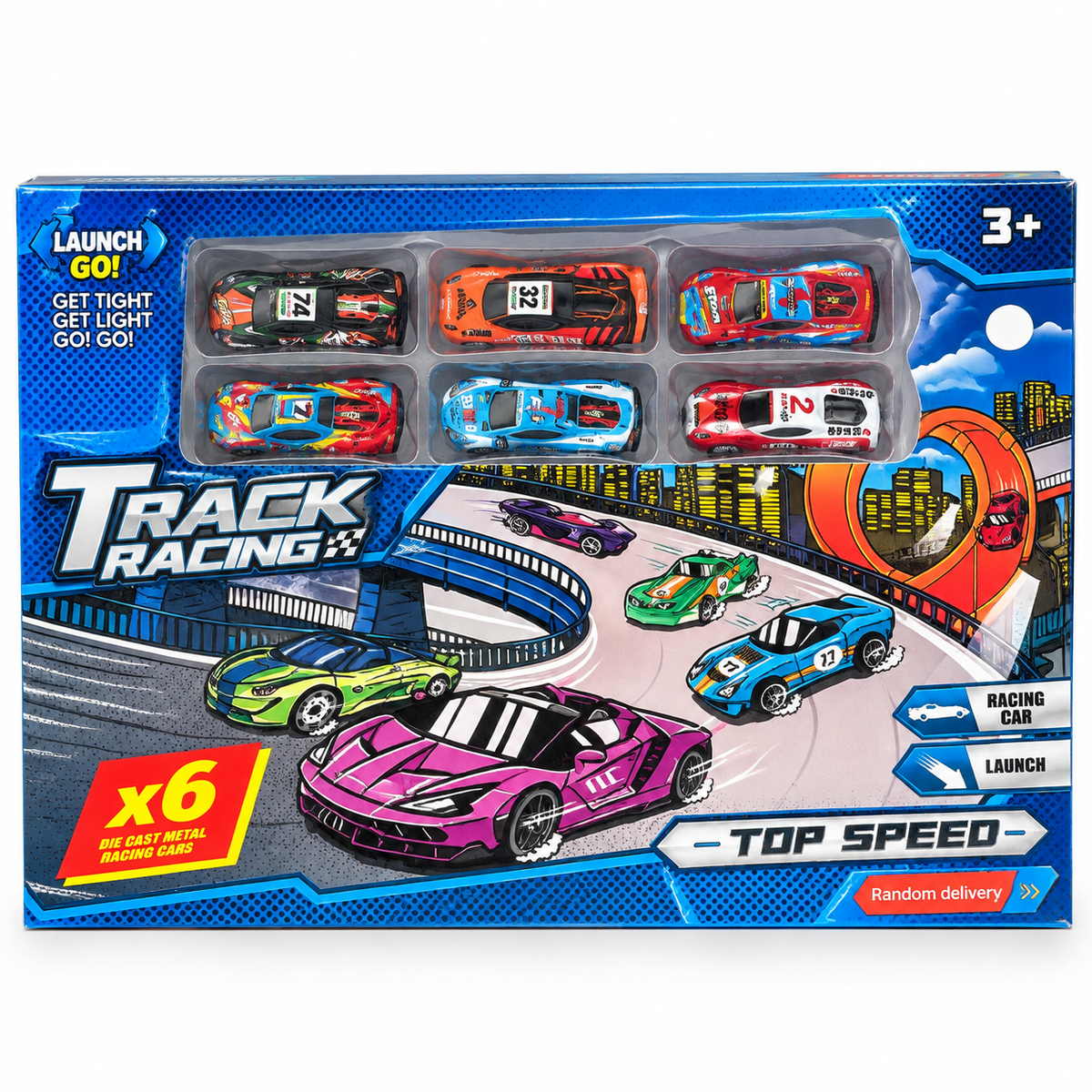 Top Speed Track Racing - Set de 6 Autos de Aleación