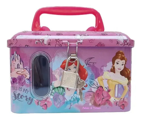 Alcancía Metálica Princesas Disney con Candado