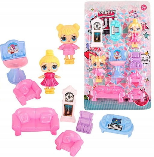 Set de Muñecas y Muebles de Sala Pretty Girl Series