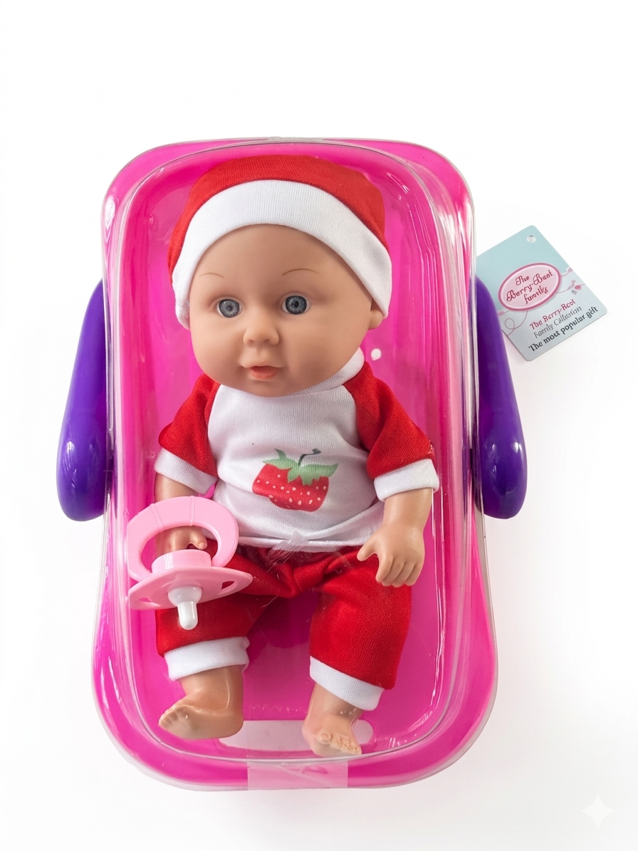 Mini Bebe en Porta Bebe Fresa