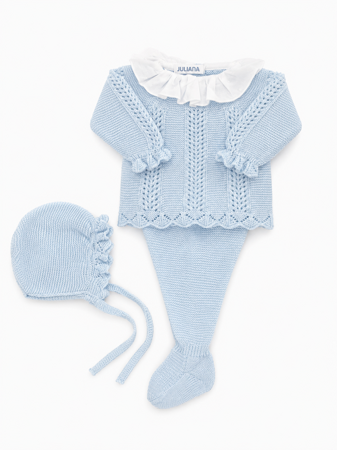 Conjunto 3 Piezas Tiras Caladas Celeste JULIANA