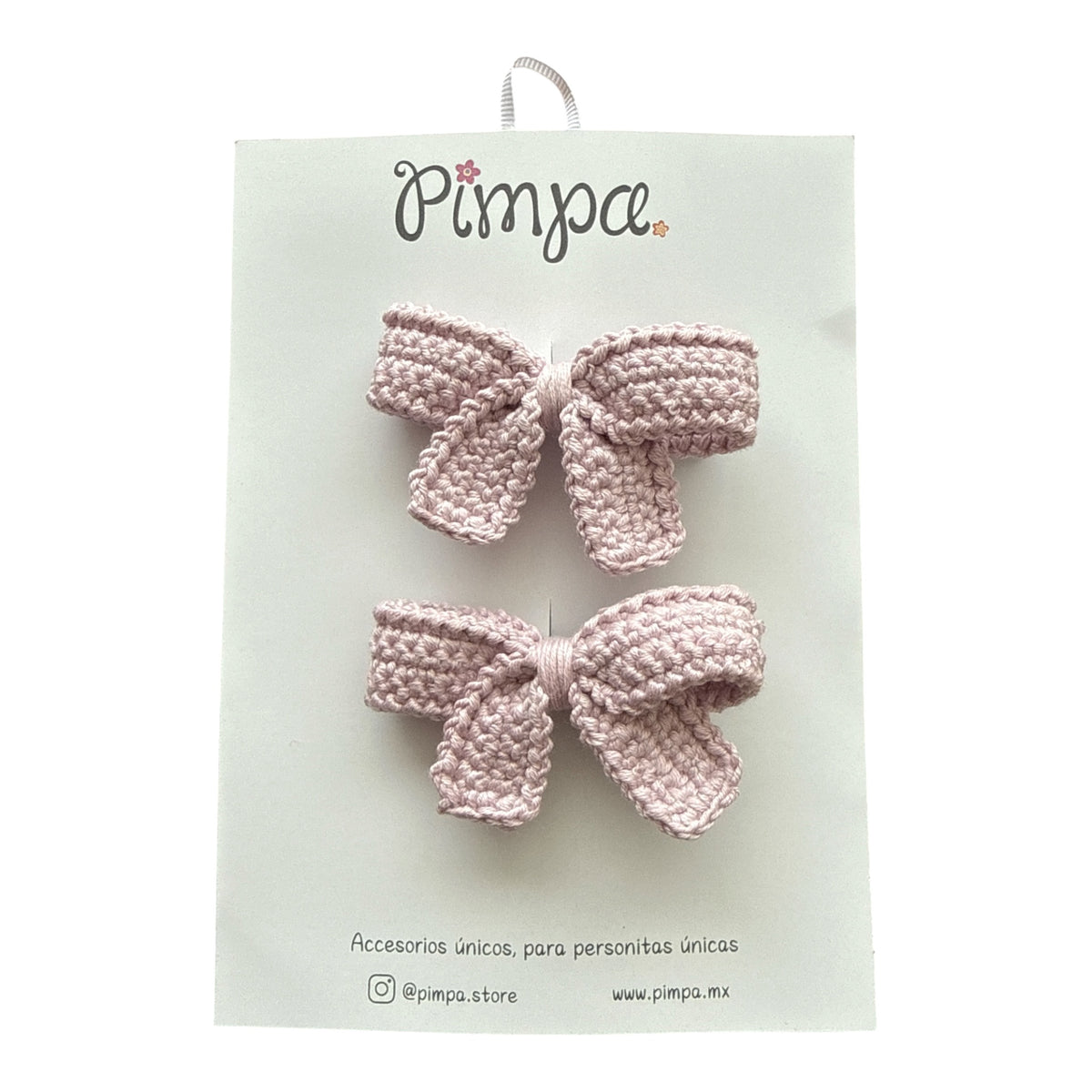 Moños Mini Carolina - Par de Pinzas con Moño Tejido Pequeño