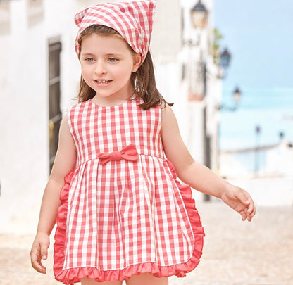 Vestido Con Braga Cuadritos Rojo JULIANA