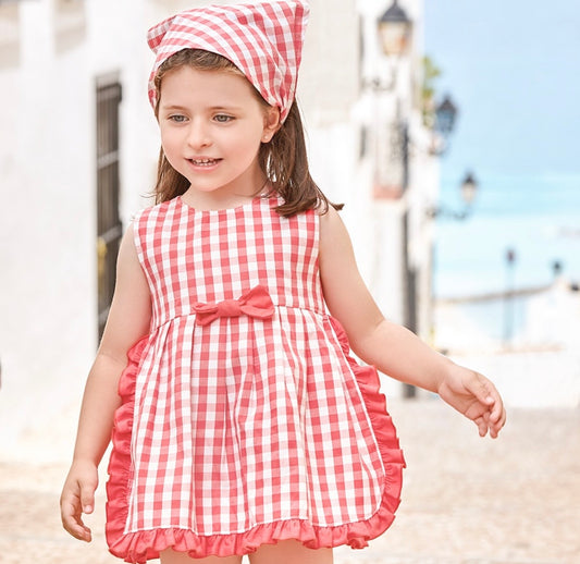 Vestido Con Braga Cuadritos Rojo JULIANA