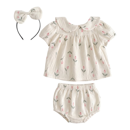 Conjunto Bebé Niña Tulipanes Verano