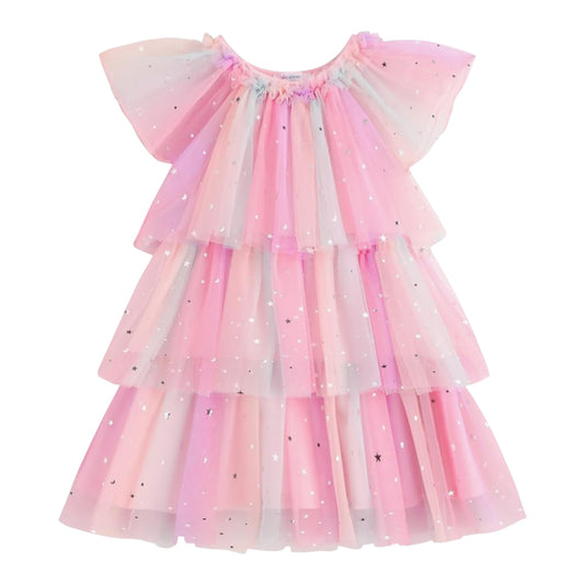 Vestido Tutú Tul Arcoíris Rosa