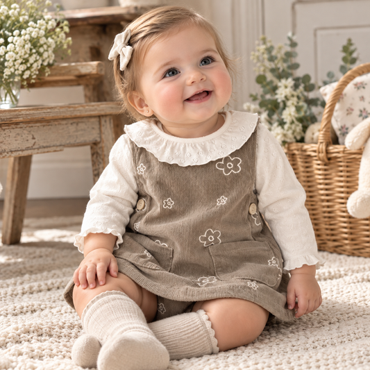 Vestido de Pana Flores Capuchino