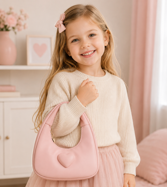 Bolso Corazon de Piel Rosa