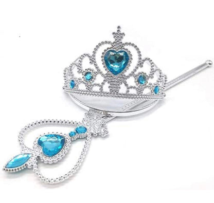Corona y Varita Princesa Con Piedra Azul